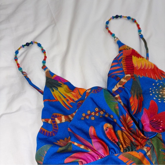 Farm Rio Blue Macaw Party One-Piece Swimsuit / bathing suit / Swim - Picture 9 of 13